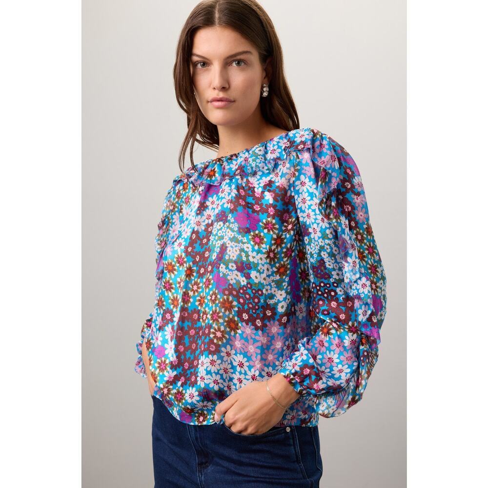 Kate Spade New York Pacific Petals Chiffon Blouse - Picture 2 of 8